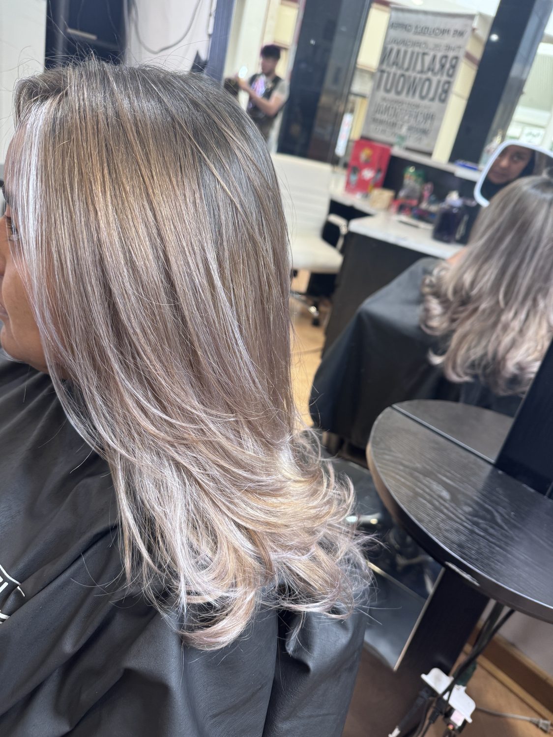 Ash-toned balayage on mid-length hair